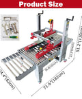 Fast As Heck Automatic Tape Sealer For Boxes Continuous Carton Packing Machine with dimensions and tools for setup.