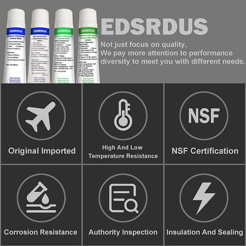 Front view of four EDSRDUS SG01A high-vacuum silicone grease aerosol cans, 8 oz each, Amazon brand.