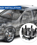 2 Pack Wheel Hub And Bearing Assembly 515065 For 2005 2018 Nissan Frontier 2005 2012 Pathfinder 2005 2015 Xterra And 2009 2012 Suzuki Equator With ABS 6 Lug close-up with car installation diagram
