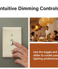 Ivory Toggle Led Dimmer Switch For Up To 150 Watt Bulbs Delivers Crisp Flicker Free Lighting With Smooth Sailing Brightness Control And No Fuss Installation For Any Room, demonstrated with hand adjusting.