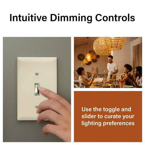 Ivory Toggle Led Dimmer Switch For Up To 150 Watt Bulbs Delivers Crisp Flicker Free Lighting With Smooth Sailing Brightness Control And No Fuss Installation For Any Room, demonstrated with hand adjusting.