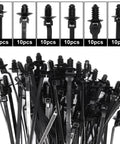 60 Pack Push Mount Zip Ties Nylon Cable Ties For Wire Harnesses Black Snap In Car Mount Ties Automotive Fasteners