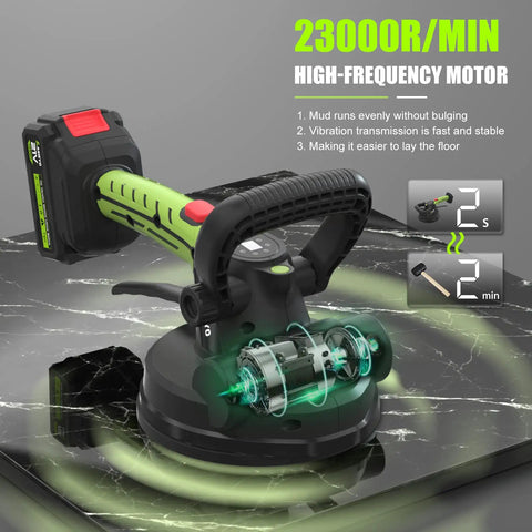 Handheld Tile Vibration Leveling Tool With 6 Speed Adjustable Settings One Touch Start LCD Display And Power Monitoring