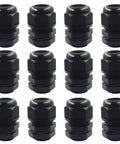 Twelve Pack Three Quarter Inch NPT Cable Glands Nylon Waterproof Adjustable Cord Grips With Locknut And Gaskets Beefy Heavy Duty Strain Relief