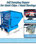 Heavy Duty Steel Self Dumping Hopper And Forklift Bin With Dual Brake Casters And Drain Valve, 2200 Lb Job Site Beast For Warehouse Hauling, Built Like A Tank To Slash Your Daily Grind, showcasing dimensions and features.
