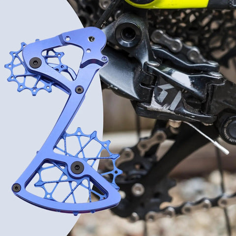 High-Performance Ceramic Bearing Guide Pulley For 11/12 Speed Derailleur, Aluminum Alloy Cage, 1x Drivetrain Upgrade mounted on rear derailleur
