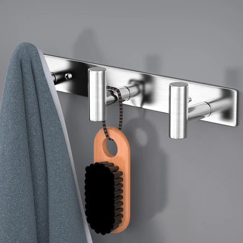 Stainless Steel Wall Mount Coat Hooks Set With Three T Shaped Hooks For Coats Bags Towels And Accessories Heavy Duty Rust Proof Wall Hanger Easy To Install Silver Finish