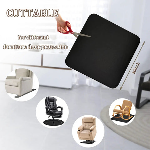 Image showing cuttable non slip recliner floor protectors for hardwood floors with anti slip grippers, 30 inch mats for chairs.