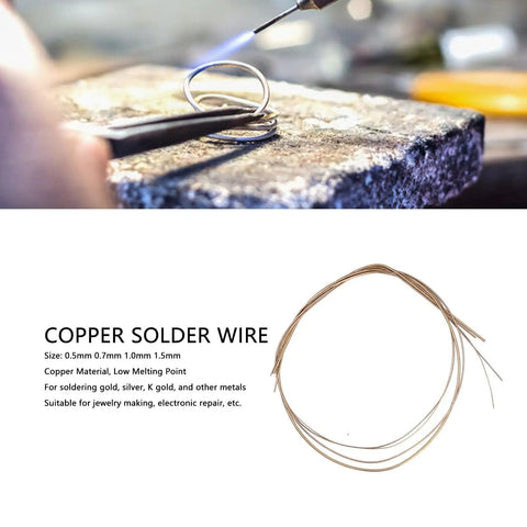 Copper Solder Wires Set For Jewelry Making And Electronics Repair, showing flexible low melting point wires in various sizes.