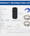 Versatile Dishwasher Drain Hose Adapter Kit With 1/4 Inch Quick Connect Fitting And 7/8 Inch Fitting For Dishwashers No Drilling Required Easy DIY Install Includes Push In Fitting Barb Coupler And Stainless Steel Clamps Fits 1/2 To 7/8 Inch Hoses product components diagram