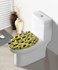 Elongated Toilet Seat for Bathroom in yellow with skull designs, fitting a standard elongated toilet bowl.