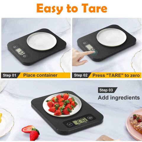Smart Food Scale With Nutritional Calculator, Digital Kitchen Scale For Grams And Ounces, Weight Loss Friendly in use with tare function and strawberries