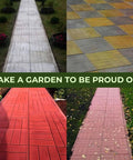 Various walkway designs using Plastic Concrete Molds Pathmaker Set For DIY Patio Paving Slabs Parquet Look Walkway Stones Mold Kit.