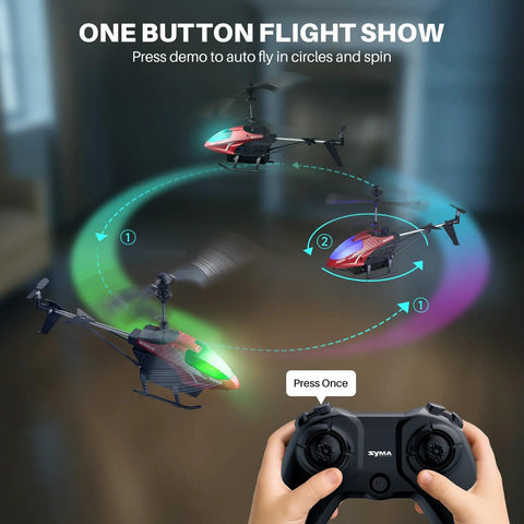 Remote Control RC Helicopter With 40 Minute Flight Time And Dual Batteries, Auto Obstacle Avoidance in spin demo mode