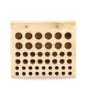 Top view of Wooden Leather Craft Tool Holder Rack with 46 holes, premium wood finish for organizing tools.
