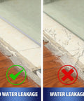 Comparison showing effectiveness of 108 Inch Silicone Shower Door Seal Strip Bottom Sweep For Swing Glass Doors Waterproof Replacement.