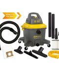 Heavy Duty Contractor Wet Dry Vacuum 12 Gallon 6 Peak HP With Pull Handle For Big Job Sites Cleans Dry And Wet Messes Fast