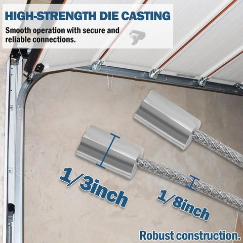 8.5 Foot Garage Door Cable Replacement Kit With One Eighth Inch Vinyl Coated Wire Cables And Parts Fits Seven Foot Garage Doors Two Pack Durable Rust Resistant For Home Garage DIY Projects showcasing cable thickness.