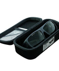 Top Shelf Od7 Plus Laser Protective Glasses With Rugged Black Housings inside a black protective case, showcasing the sleek design.