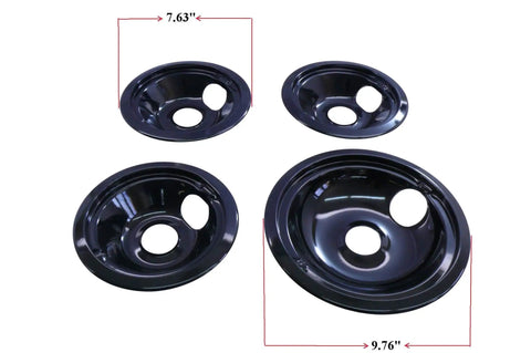 Porcelain Drip Pan Replacement Kit For GE Ovens Includes Three 6 Inch WB31M20 Pans And One 8 Inch WB31M19 Style B Black