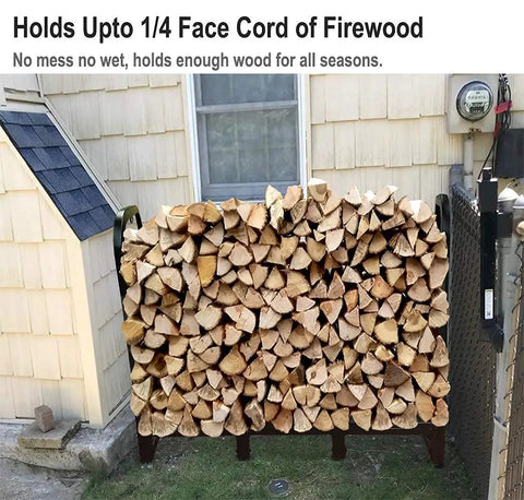 Heavy Duty Firewood Rack Stand For Outdoor And Indoor Use Holds A Quarter Cord Of Firewood And Supports Up To 550 Pounds