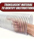Heavy Duty 50 Mm Vacuum Cleaner Flex Hose With Quick Rebound Pvc Bellows for woodworking, 2 meter lightweight extension with translucent material.