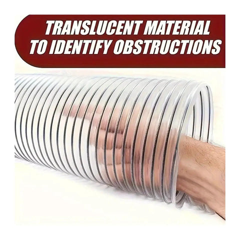 Heavy Duty 50 Mm Vacuum Cleaner Flex Hose With Quick Rebound Pvc Bellows for woodworking, 2 meter lightweight extension with translucent material.