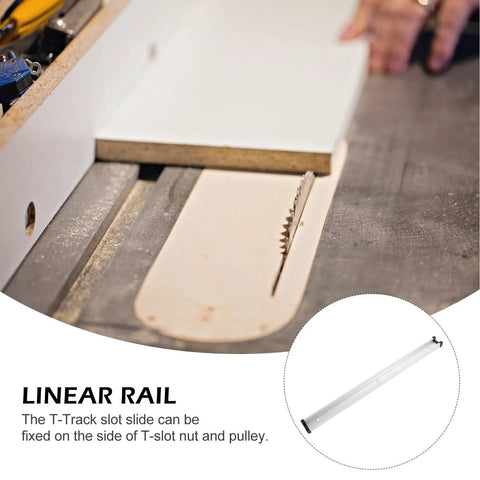 Heavy Duty Pro Grade Aluminum T Track Guide For Linear Motion 40 By 3 Cm T Slot Rail Silver For DIY Fitness Equipment And Automation Projects showing saw table setup