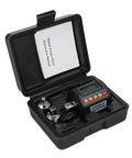 Pro Grade Digital Torque Wrench With Backlit Display And Half Inch Drive Includes Three Eighths Inch And Quarter Inch Adapters Sound And Light Alarm High Accuracy Real Time Ft Lb And Nm Readouts Four Torque Units For Automotive And Industrial Use, open case with digital torque meter and adapters