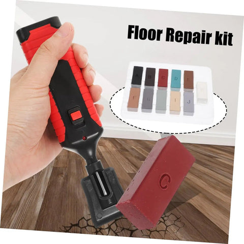 Wood Floor And Furniture Repair Kit With Durable Wax Blocks For Quick Scratch Fixes On Hardwood Laminate And Porcelain Tile Surfaces Pro Grade Diy Friendly Restoration Tool shown with wax blocks and applicator.