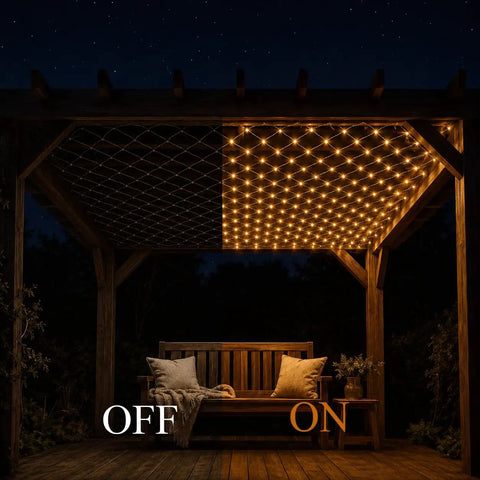 480 LED Gazebo Net Lights 10x10ft Mesh Curtain Outdoor Waterproof For Canopy Garden Party Wedding Warm White Twinkling Like Stars