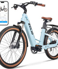 Beefy 1200W Peak Electric Bike for Adults with 120 Mile Range Dual 960Wh Batteries 26 Inch Carbon Fiber Frame, light blue design.