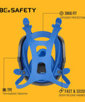 Rear view of RF-610 Full Face Respirator Mask With Organic Vapor Filters And P2 Dust Filters, featuring TPE harness for secure fit.