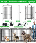 Heavy Duty Dog Playpen 12 Panels 47 Inches High With Solid Iron Crossbars And Reinforced Square Steel Frame 27 Foot Perimeter