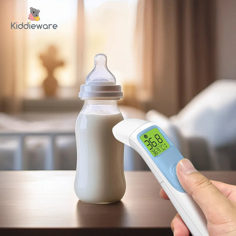 All Ages Ear And Forehead Digital Thermometer With Dual In Ear And Touchless Forehead Modes, Instant Read For Babies Kids And Adults, Kid Friendly One Button Use For Sleepy Nights And Busy Parents, Accurate Quick Temp, in-hand near baby bottle