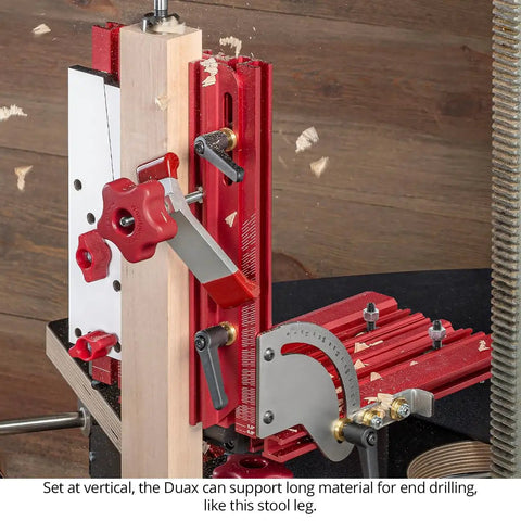 Dual Axis Angle Drilling Guide With Adjustable Fence And Clamp Table USA Made Drill Press Jig setup for vertical end drilling