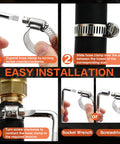 Collage of 185-Piece 304 stainless steel hose clamp kit with worm gear clamps, socket wrench, and organizer box