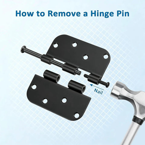 4x4 Matte Black Exterior Door Hinges for Exterior Doors Heavy Duty Metal Hardware with Rust Resistant Finish Easy No Fuss Quick Install 12 Pack Set Included, hinge pin removal guide