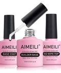 Builder Gel Nail Kit Dope With Base Coat And No Wipe Top Coat 3 Pack 10ml Each Hema Free Vegan Cruelty Free Set