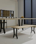 YCCO H-shaped black metal dining table/bench legs, 15-inch height, pair.