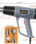 Dual Temp Heat Gun With 4 Nozzles Kit, Heats Up To 1202F, 900 To 1300W, Overload Protection, 5 Ft Cord, Great For Crafting
