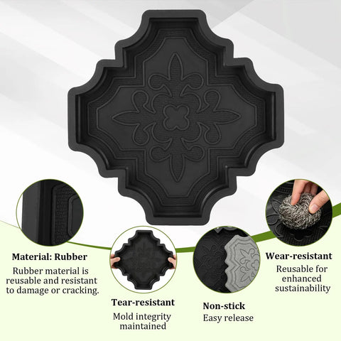 Two Pack Heavy Duty Rubber Concrete Paver Molds For Stepping Stones Walkways And Patios Reusable Flexible Cement Forms