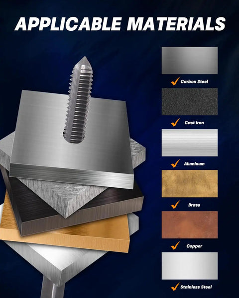 Applicable materials for 110 Piece Metric Tap And Die Set For Rethreading Threads Kit include carbon steel, cast iron, aluminum, brass, copper, stainless steel.
