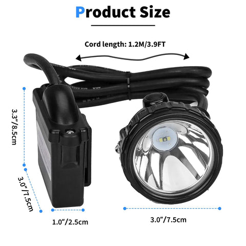 Rechargeable Mining Headlamp With 1 Main LED And 2 Auxiliary LEDs, Ultra Bright Cap Lamp, Waterproof And Explosion Proof Miner Light, Hard Hat Head Torch For Coal Mining, Hunting, Fishing, Camping, Hiking And Outdoor Work