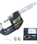 0-1 Inch Digital Micrometer With Carbide Tip, 0.00005 Inch Resolution, 0-25mm Range, with accessories and case, display on