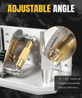 Beefy Belt Grinder Knife Jig with Adjustable Sharpening Locator, showing angle range adjustment from -5° to 25°.