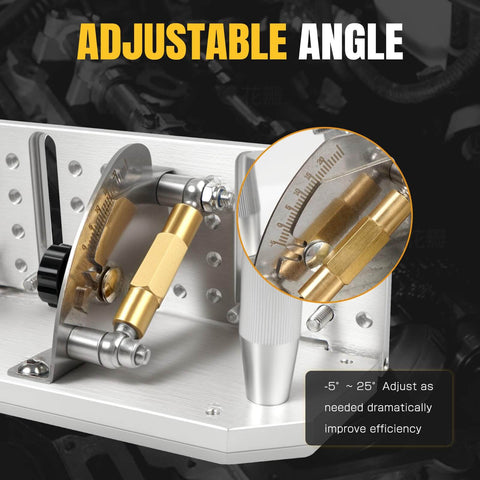 Beefy Belt Grinder Knife Jig with Adjustable Sharpening Locator, showing angle range adjustment from -5° to 25°.