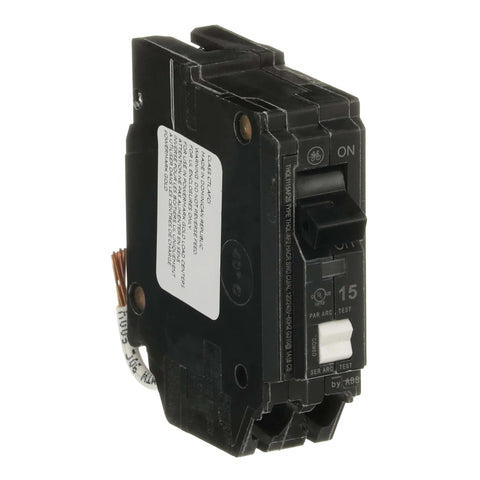 Single 15A 1-Pole 120/240V Combination Arc-Fault Circuit Breaker (AFCI), Short Pigtail Q-Line Plug-in, 10kAIC, UL Listed, black
