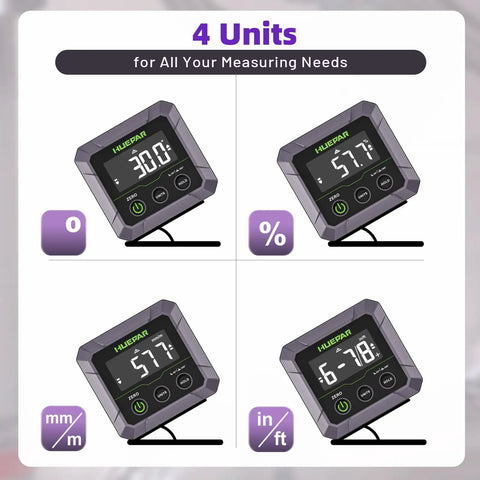 Magnetic Digital Angle Finder For Woodworking And Metal Bending, Inclinometer With Calibration, Precise Plus Minus 0.1 Degree At 0 Or 90, Plus Minus 0.2 Degree At Other Angles, 0-180 Range, VA LCD Display, Temperature Sensor For Stable Readings