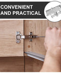 Sturdy Cold Rolled Steel Cabinet Door Hinge With Spring Damper on Wood Cupboard being adjusted by a hand, 90 Degree Right Angle